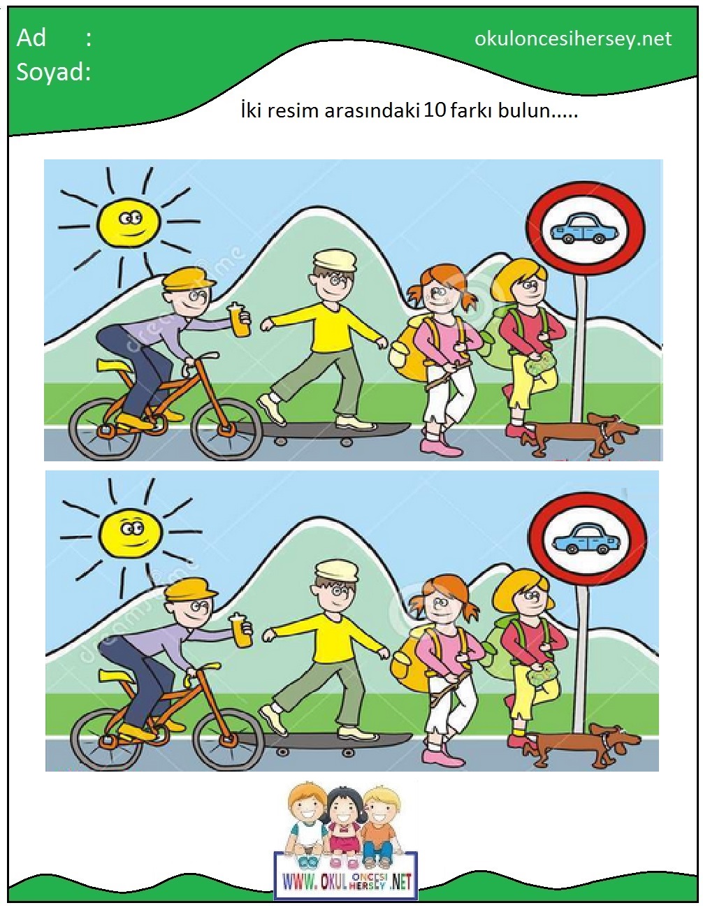 okul öncesi İki Resim Arasındaki Farkı Bul